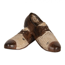 Dekorace ve vintage stylu hnědo-béžové boty s patinou VI – 12x11x8 cm