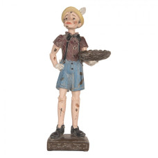 Dekorace ve vintage stylu Pinocchio s tácem a patinou – 14x10x31 cm