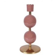 Růžovo-zlatý kovový svícen v retro stylu Bubble – 9x19 cm