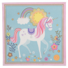 Papírové ubrousky s jednorožcem a duhou – 33x33 cm / 20 ks