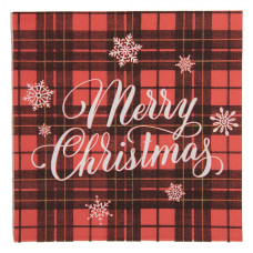 Kostkované vánoční papírové ubrousky Merry Christmas – 33x33 cm / 20 ks