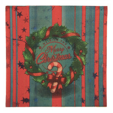Zeleno-červené vánoční papírové ubrousky s pruhy a věncem Merry Christmas – 33x33 cm / 20 ks
