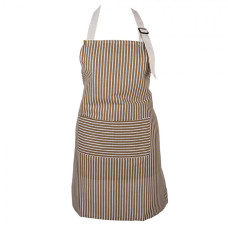 Khaki kuchyňská zástěra s proužky a kapsou Olla – 69x68 cm
