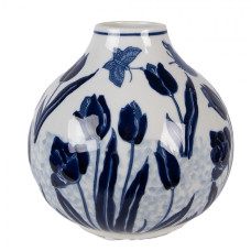 Keramická váza s modrými tulipány Delft – 16x16 cm
