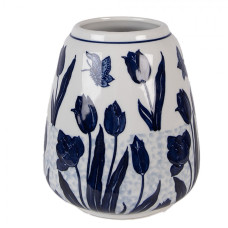 Keramická váza s modrými tulipány Delft – 16x18 cm