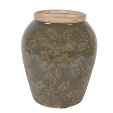 Zelená keramická váza v šedozelené glazuře Gedeuk S – 13x16 cm