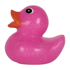 Růžová gumová koupací kachnička s třpytkami Glow Up – 6 cm