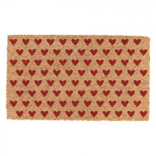 Kokosová rohožka s motivem červených srdíček Love It – 75x45x1 cm