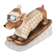 Hnědá keramická vánoční dekorace pes – 50x23x29 cm