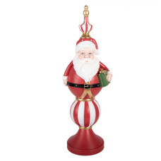 Červená plastová vánoční dekorace Santa Claus s LED světlem – 19x16x57 cm