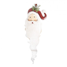 Bílo-červená kovová nástěnná dekorace Santa Claus – 30x10x79 cm