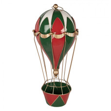 Červená kovová vánoční dekorace horkovzdušný balón – 28x66 cm