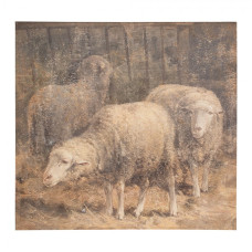 Hnědý obraz na plátně ovečka – 50x3x50 cm