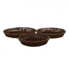 Sada 3 hnědých plastových servírovacích podnosů – 28 / 25 / 22 cm