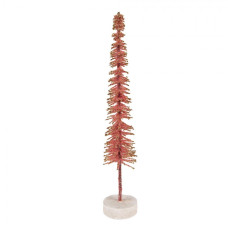 Růžová dřevěná vánoční dekorace stromeček – 5x25 cm