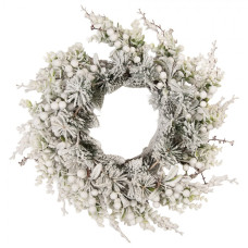 Zeleno-bílý plastový vánoční věnec – 50 cm