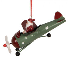 Červená plastová vánoční ozdoba Santa Claus – 13x11x5 cm