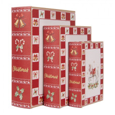 Sada 3 bílých úložných boxů ve tvaru knih – 27x22x7 / 22x17x6 / 17x12x4 cm