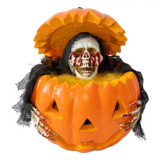 Bílá plastová halloweenská dekorace dýně