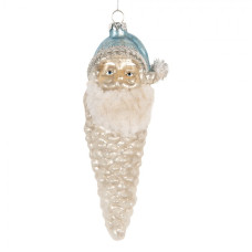 Skleněná vánoční ozdoba Santa Claus stříbrná – 6x16 cm