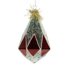 Skleněná vánoční baňka stříbrná – 8x12 cm