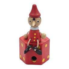 Červená dřevěná dekorace Pinocchio_1