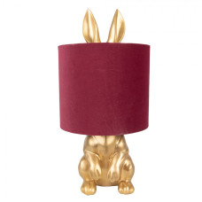 Zlato-červená plastová stolní lampa králík – 20x42 cm