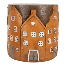 Oranžový plastový stolek na květiny domeček – 39x39 cm
