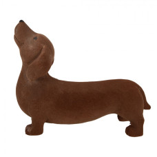 Hnědá keramická dekorativní figurka jezevčík – 40x14x33 cm
