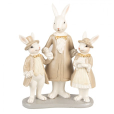 Bílo-hnědá polyresinová figurka králík – 21 cm
