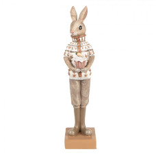 Hnědo-béžová polyresinová figurka králík – 28 cm