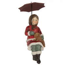 Červená plastová dekorativní figurka dítě – 10x7x19 cm