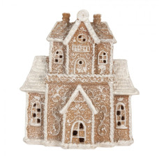Hnědá plastová perníková chaloupka s LED světlem – 18x9x20 cm