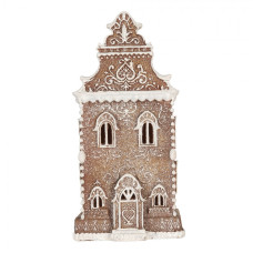Hnědá plastová perníková chaloupka s LED světlem – 17x15x35 cm
