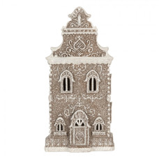 Hnědá plastová perníková chaloupka s LED světlem – 17x15x35 cm_1