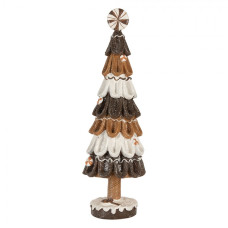 Hnědá plastová vánoční dekorace stromeček – 12x39 cm