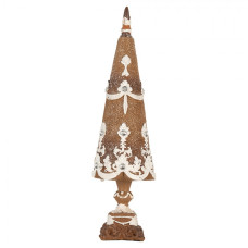 Hnědá plastová vánoční dekorace stromeček – 9x31 cm