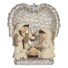 Plastová vánoční dekorace betlém stříbrná – 12x6x13 cm