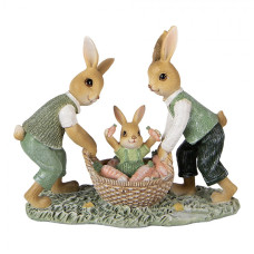 Hnědá plastová dekorativní figurka králík – 17x7x14 cm