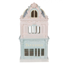 Modrá plastová dekorativní figurka domeček – 19x15x38 cm