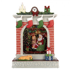 Červená plastová vánoční dekorace s LED světlem a hudbou – 18x10x25 cm