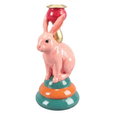 Růžová plastová dekorativní figurka králík