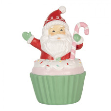 Červená plastová vánoční dekorace Santa Claus – 10x8x14 cm