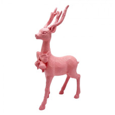 Růžová plastová dekorativní figurka jelen