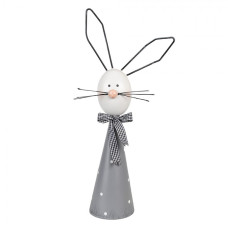 Šedá kovová dekorativní figurka králík – 48 cm