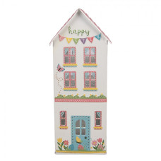 Bílá kovová dekorativní figurka domeček – 11x12x28 cm