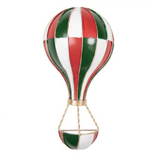 Červená kovová dekorativní figurka horkovzdušný balón – 16x8x33 cm