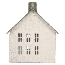 Bílá kovová dekorativní figurka domeček – 12x7x15 cm