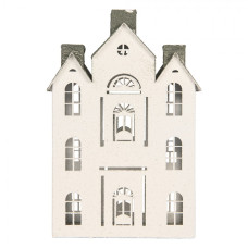 Bílá kovová dekorativní figurka domeček – 25x15x47 cm