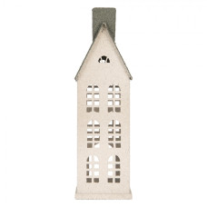 Bílá kovová dekorativní figurka domeček – 17x8x38 cm